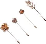 Men's Metalic Gold Flower Lapel Pin/Shirt Stud Brooch Golden, Gentleman's