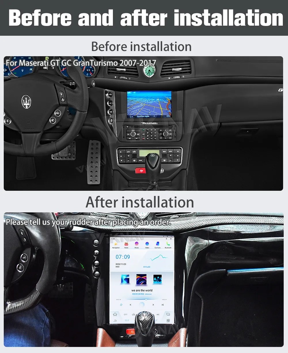 13.9 Inch Touch Sreen Stereo GPS Navigation Multimedia Player For 2007-2017 Maserati GT GC Android Wireless Carplay 4G
