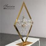 ZT-407 New Gold diamond stand with Hanging Crystal candles holder for wedding