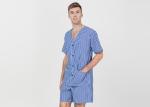 Comfy Mens Shorts Sleepwear V Neck , Anti Shrink Summer Mens T Shirt Pyjamas