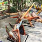 3D Fiberglass Realistic Looking Dinosaurs Struggled Pterosauria Statue Outdoor