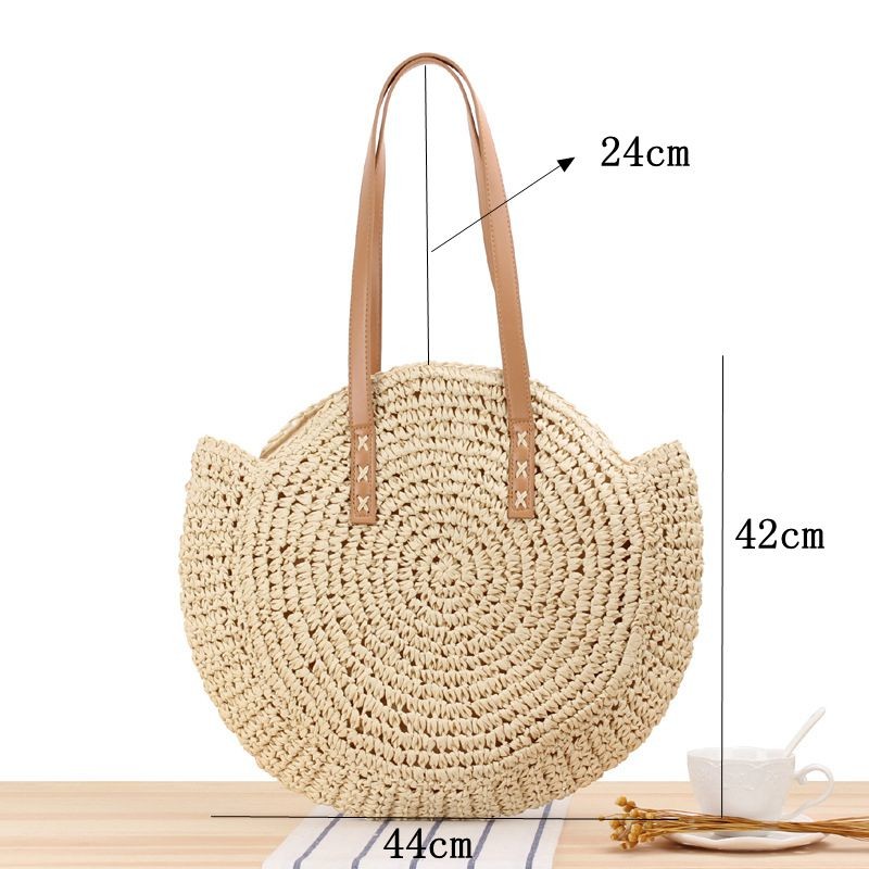 Summer Handbags Vintage Woven Beach Bags Round Handmade Shoulder Bag