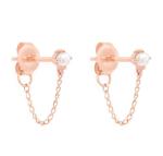 925 Sterling Silver Chain Drop Pearl Earrings White Freshwater Pearl Earrings