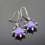 925 Sterling Silver Oval Champagne Cubic Zirocnia Dangle Earrings(E06J)