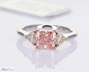 Wholesale 1.76CT Synthetic Cherry Pink CVD Diamond Rings Cushion Cut Set In 18k White Gold from china suppliers