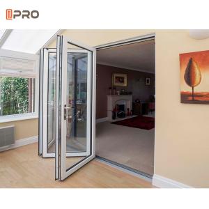 Wholesale Soundproof aluminum folding door patio folding glass bi-fold door heat insulation windproof aluminum screen door swing door from china suppliers