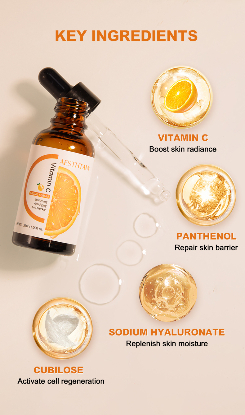 Face Care Serum Beauty Hot Sale Facial Vitamin C Brightening Serum With Vitamin E Hyaluronic Acid Serum for Face