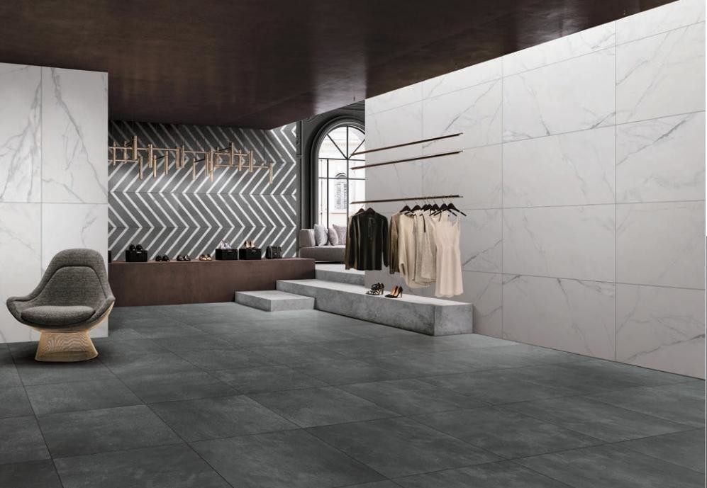 24''X24'' Modern Porcelain Tile Black Color With Semi Polished Surface Cement Look Porcelain Tile