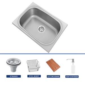 Wholesale Stainless Steel Single Sink Square Bowl Design Faucet / Basket / Knife / Board / Stainless Steel Drain from china suppliers