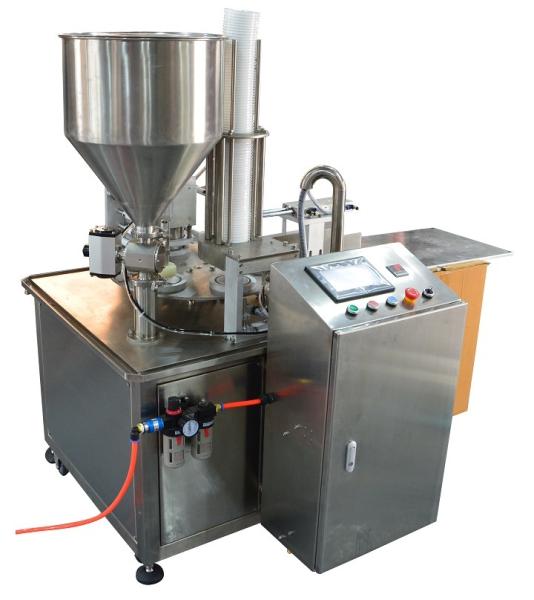 Stainless Steel PLC Controlled Cup Sealing Machine 76mm Film Core Diameter 800W