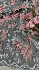 Wholesale Embroidered Lace With Floral Details Deeply Textured Fabric For Dramatic High-Fashion Evening Gowns from china suppliers