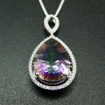 Women's Jewelry Pear Cutting Green Spinel Round White Cubic Zirconia 925