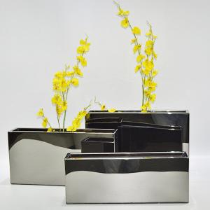 Wholesale Polished Long Stainless Steel Flowerpot Big Rectangular Plant Pots from china suppliers
