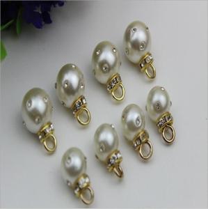 Wholesale High-grade handmade jewelry accessories zinc alloy gold metal rhinestone pearl pendant button from china suppliers