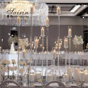 Wholesale 10 Candle Holder Stand Crystal Gold Table Decor 10 Arm Glass Candelabra 145cmx100cm from china suppliers