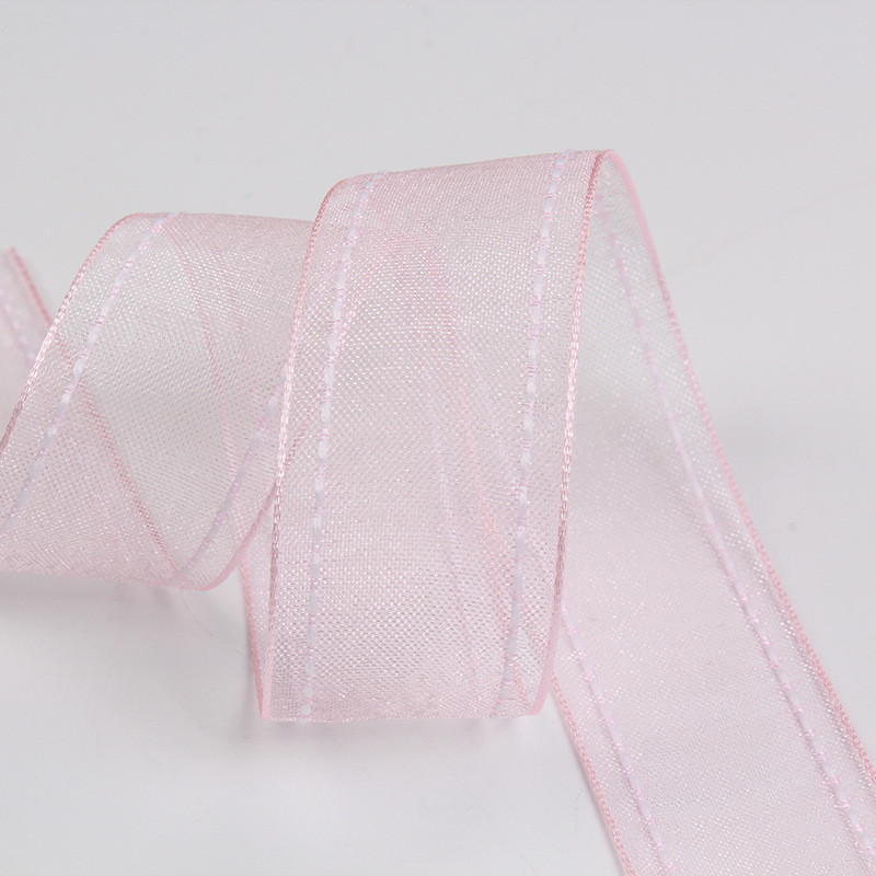 25mm|38mm Stitched Edge Polyester Organza Ribbon for Flower Gift Packing