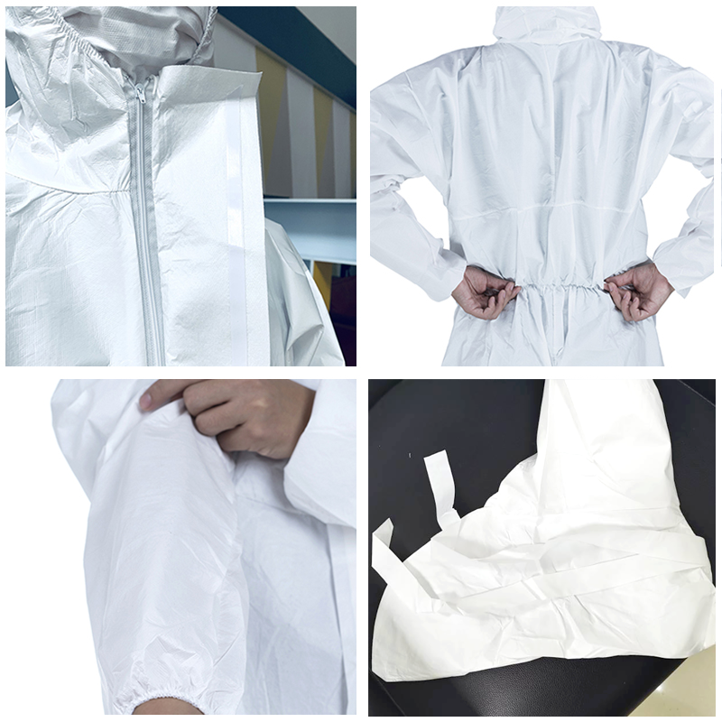 OEM EN13485 Microporous PP PE Type 5 6 Disposable Coverall Waterproof