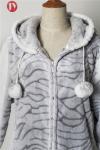women's sleepwear discharge print embossed fleece hooded footed onesie