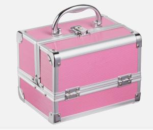 Wholesale Custom Aluminium Cosmetic Case Black Leather Lining Inside Makeup Vanity Box for 250 X 180 X 230mm from china suppliers
