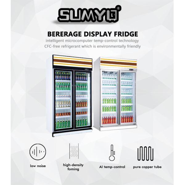 Commercial Upright Glass Door Front Refrigerated Display Freezer Case Glass 2 Door Mobile Display Showcase for Supermarket