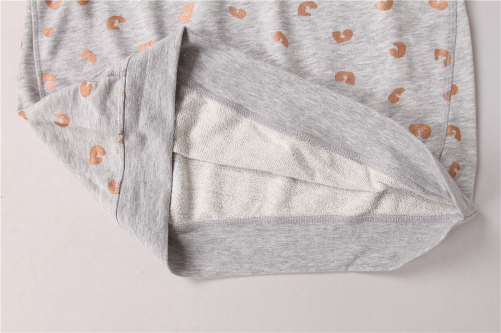 Rose Gold Foil Print Round Neck Quilted Pullover Sweater For Women