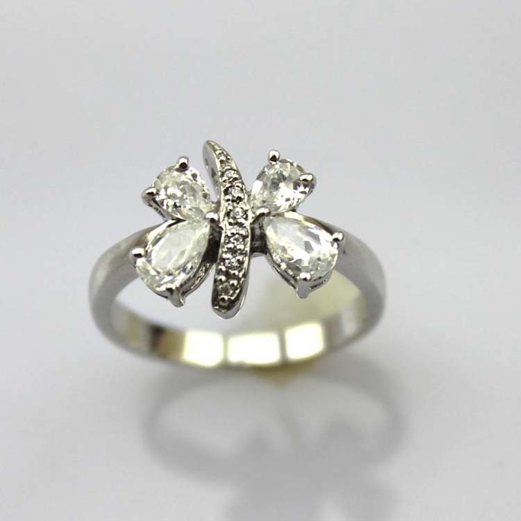 Designer Jewelry Rose Gold Plated 925 Silver Cubic Zircon Butterfly Ring(R0018)