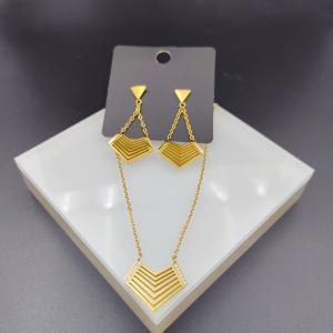 Wholesale High Polish Newest Gold Color Zircon Stainless Steel Earring ,Necklace , Bracelet Sets For Lady from china suppliers