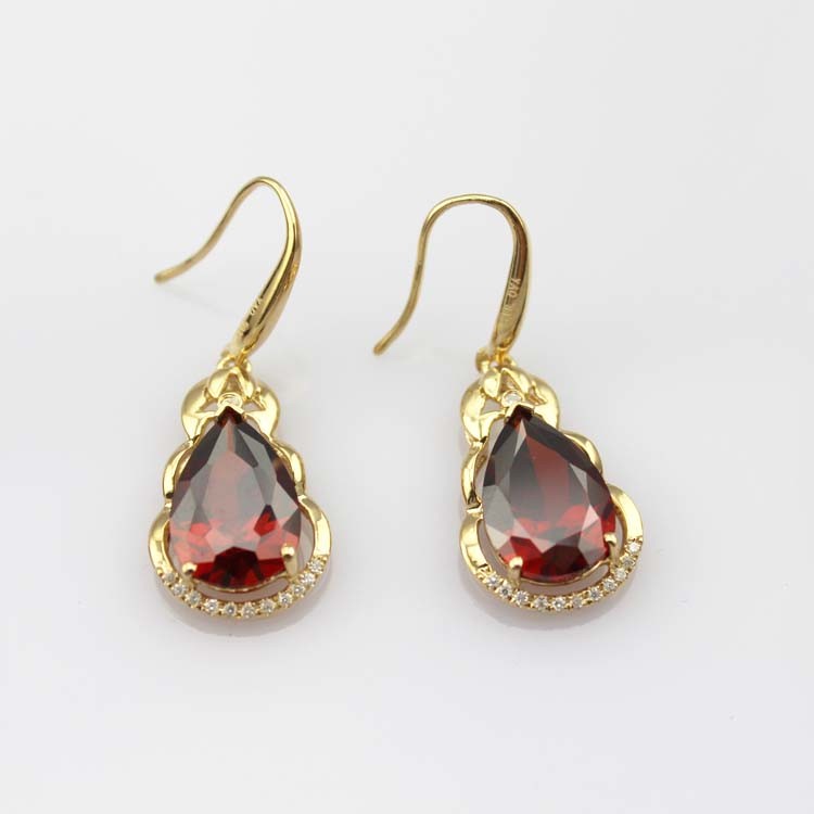 925 Silver Pear Shaped Yellow Citrine Cubic Zirconia Dangle Drop Earrings(PSJ04034)