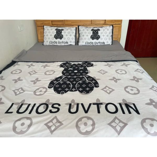 180GSM Cartoon White Bear Head Bear Design Bedding Sets Collection Fitted Sheet Bed Cover Sheet Pillowcase
