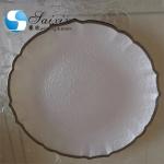 White Glass Charger Plates With Gold Rim Wedding Home Table Setting Colored