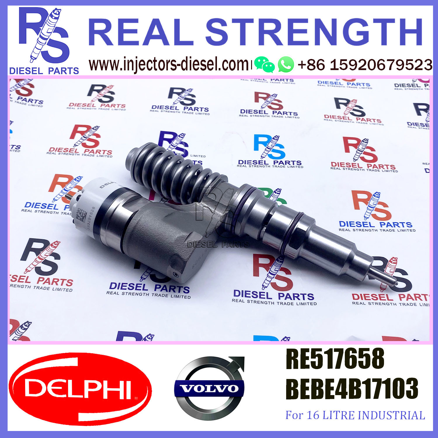 RE517658 V-O-L-V Diesel Injector DELPHI BEBE4B17103 A3 For 6125 TIER 2 OH HIGH POWER