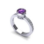 Amethyst Filigree Ring Slightly Stones With 4K White Gold, Amethyst .20cttw