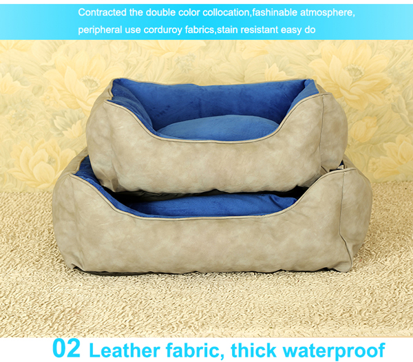 big dog beds artificial leather and short plush pp cotton pet bed china factory