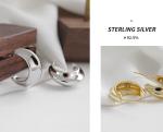 Lanciashow 925 Solid Silver Gold Plated Jewelry Hoop Earrings Simple Concavo