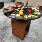 Outdoor camping Corten Steel Charcoal BBQ Grill Large Barbecue Grill Machine