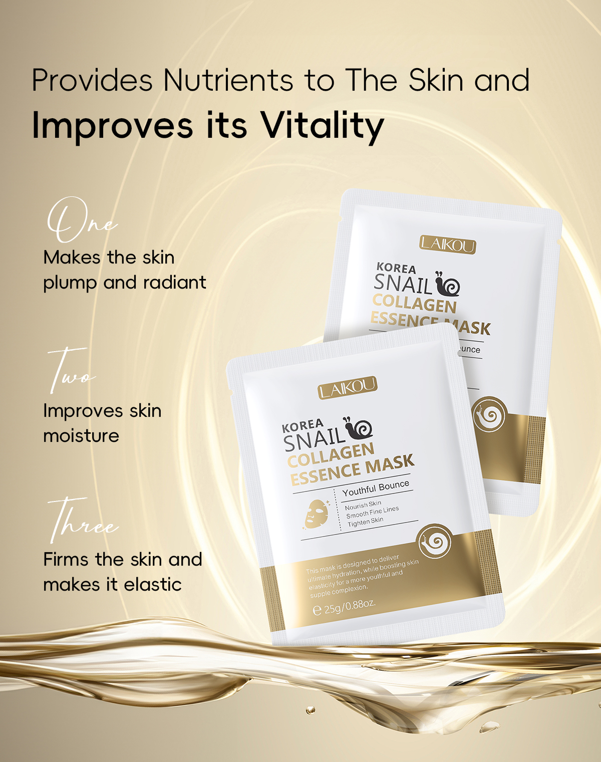 Snail Mucin Face Sheet Mask for Korean Skincare Cosmetics Pore Cleansing & Firming Skin
