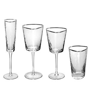 Wholesale Handmade Gold Rim Hammered Champagne Flutes 150ml Dia 6.8cm from china suppliers