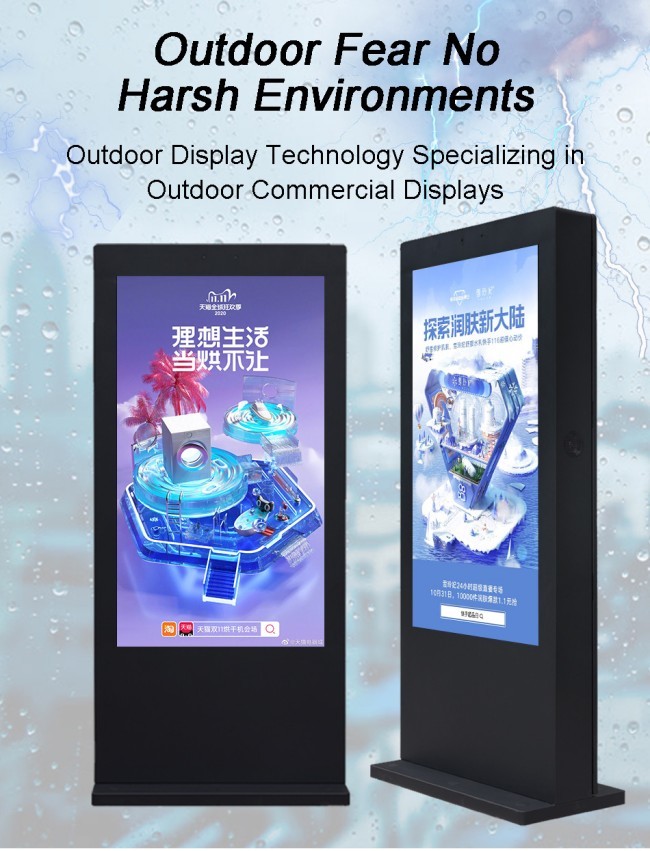 75 inch Full Screen Floor Standing Advertising Display Standing player with 4K Ultra HD Resolution and Aluminum Alloy Frame