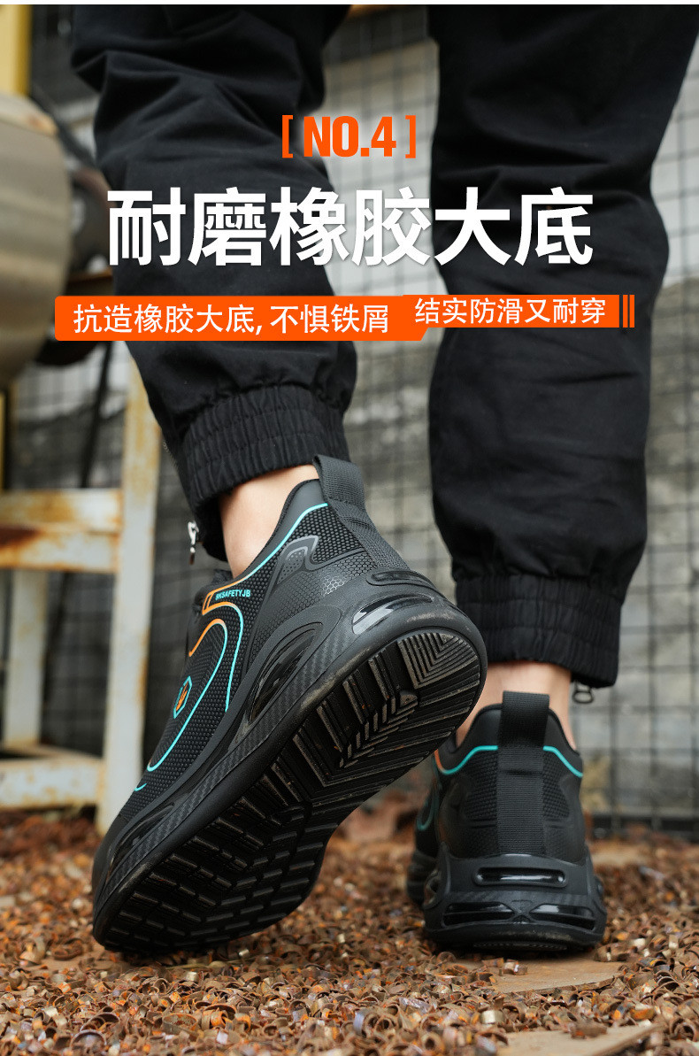 Swivel Button Black Safety Shoes With Kevlar Midsole And Rubber Sole