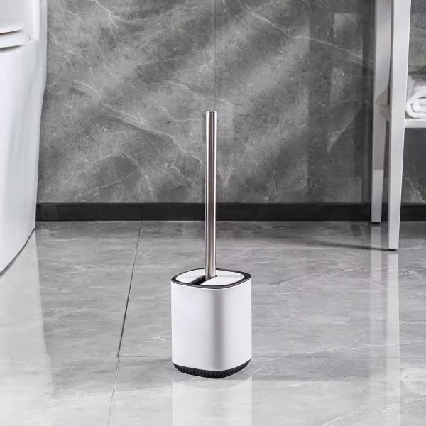 Stainless Steel Flip Lid Toilet Brush And Holder For Household Toilet Cleaning