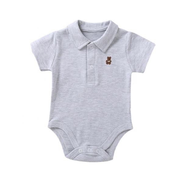 Custom LOGO Color Cute baby Short Sleeve Short romper Lapel Neck litter bear