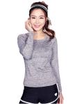 CPG Global Women Pure Color Polyester Slim Long Sleeves Round Collar Gym Running