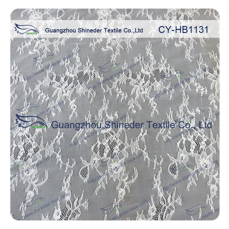 100 Nylon Bridal Chantilly Lace Swiss Voile Lace Fabric , Custom Printed