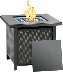 Wholesale 28 Inch Square Natural Gas Fire Pit With Blue Fire Glass For Outside Patio from china suppliers