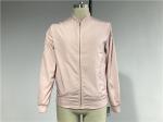Menswear Zip PU Leather Coat Pink Polyester Nylon Bomber Jacket With Rib Detail