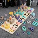 Geometric 14cm Wooden Math Toy Montessori Math Blocks Preschool Teaching