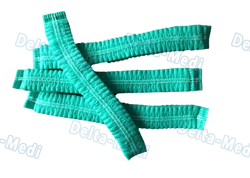 Green Single Elastic Disposable Mob Cap , Doctor Bouffant Disposable Hair Cover