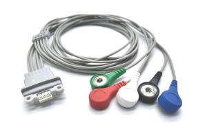 Wholesale Schiller Medilog AR12 Plus IEC/AHA Snap/Clip 1.1m 5 Lead Holter ECG Cable from china suppliers