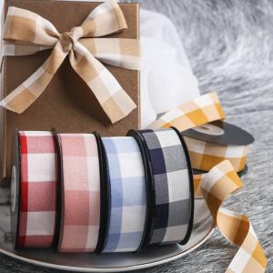 Wholesale Black And White Checkered Wired Ribbon 7mm-40mm Polyester Ribbon Roll from china suppliers