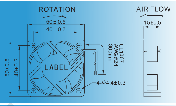 Lower noise 6000RPM DC Axial Fans 5V 12V 24V 50 x 50 x15 mm CE ROHS approved